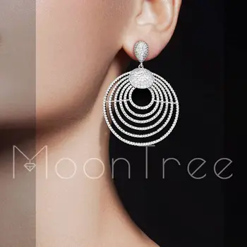 

MoonTree Luxury Geometry Round Line Full Micro Cubic Zirconia Pave Women Bridal Engagement Earring Jewelry Addiction