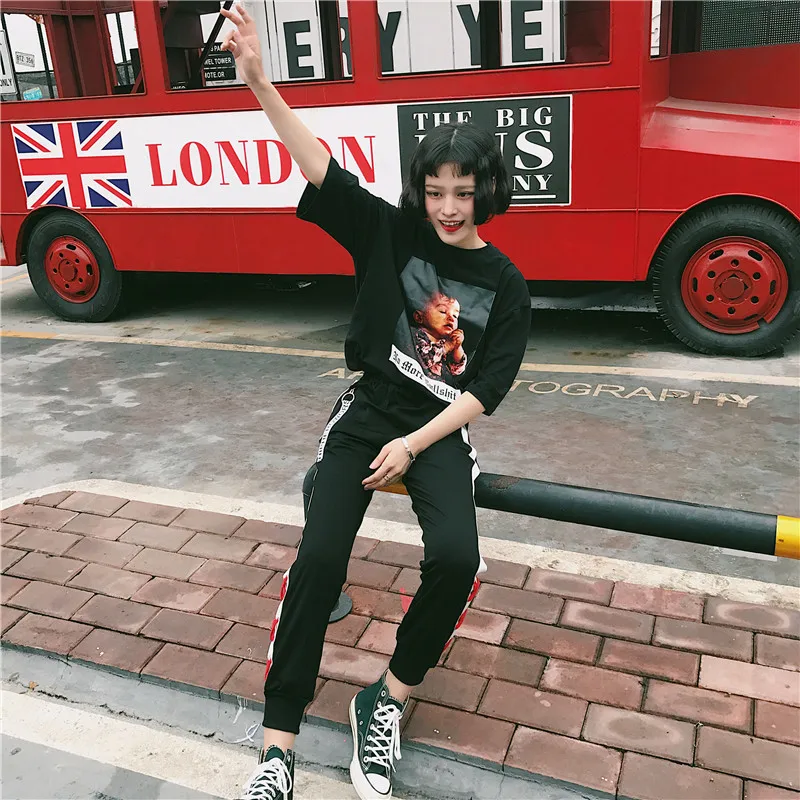 Spring And Autumn Korean Ulzzang Black Pants Personality Loose Bandage Design Harem Pants Fashion Harajuku Casual Pants For Girl8