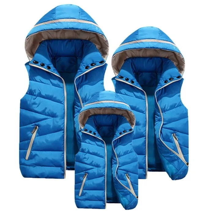 2016-Winter-Casual-Matching-Family-Clothes-For-Mother-Father-Daughter-Son-Vest-Thicken-Solid-Removable-Hoody