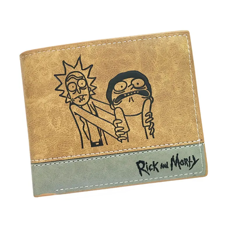 

Cute Cartoon Rick and Morty Wallets Anime Design Embossing LOGO Purse Gift Kids Students Dollar Price Leather Short Wallet