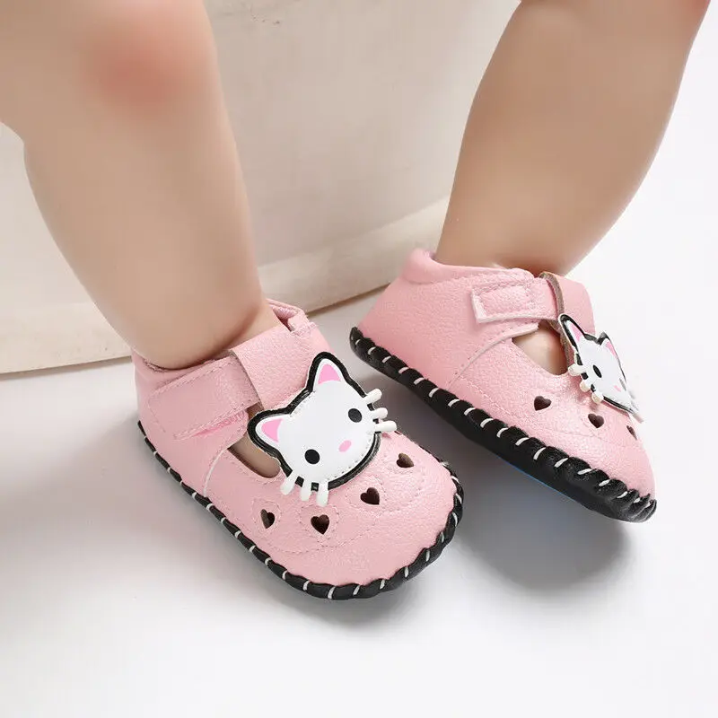 Pink Cat Модные кроссовки для маленьких мальчиков и девочек; кожаная спортивная обувь для кроватки с мягкой подошвой; нескользящая обувь с рисунком оленя; модная детская обувь - Цвет: Pink Cat
