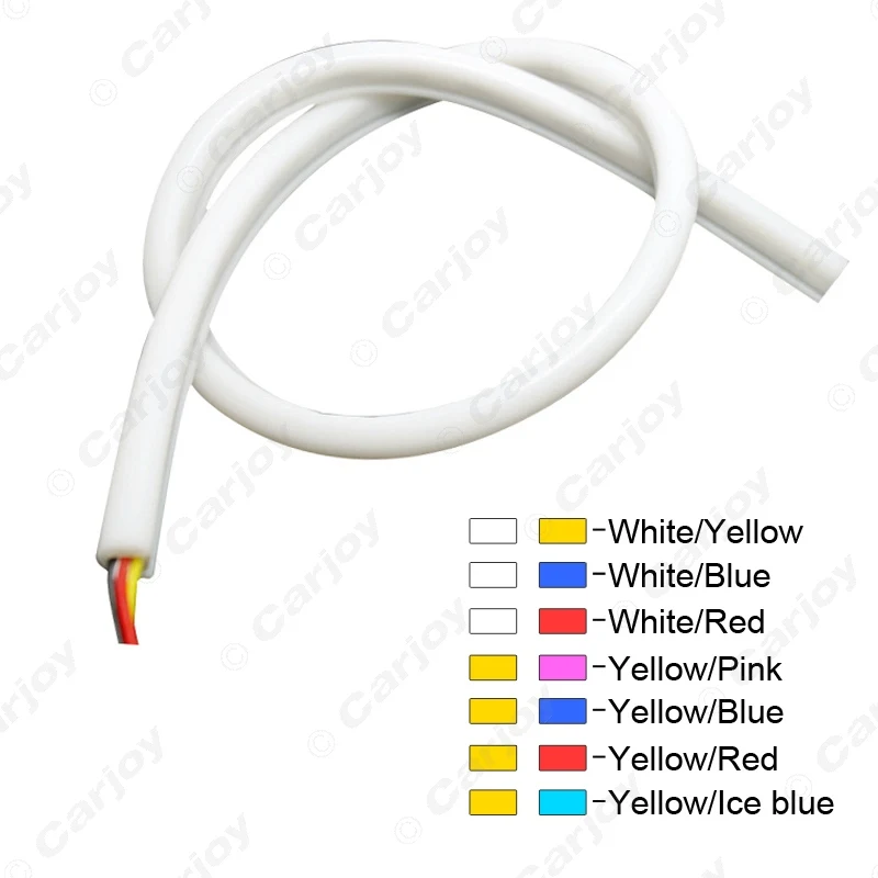

10PCS 60cm Flexible Tear Strip 7-Dual Color Switchback Daytime Running Light DRL With Turn Signal Light white+yellow red #4767