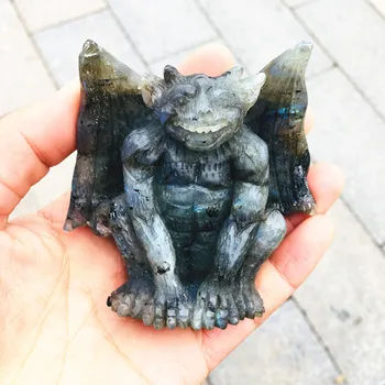 

New product natural crystal labradorite carving flying Monster dragon point healing Christmas home decoration gift