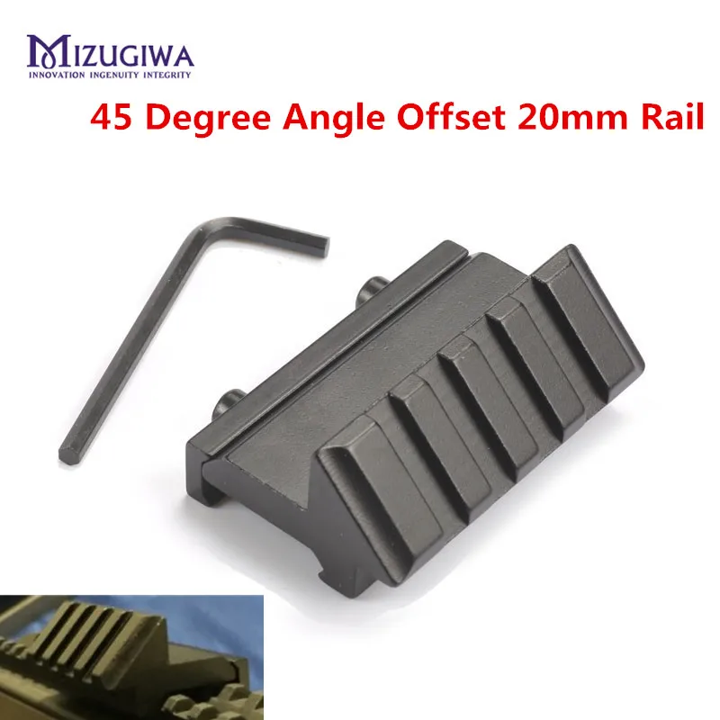 

MIZUGIWA Tactical 4 Slot One Side 45 Degree Angle Offset 20mm Rail Mount for Weaver Picatinny Rail Caza Hunting Accessories