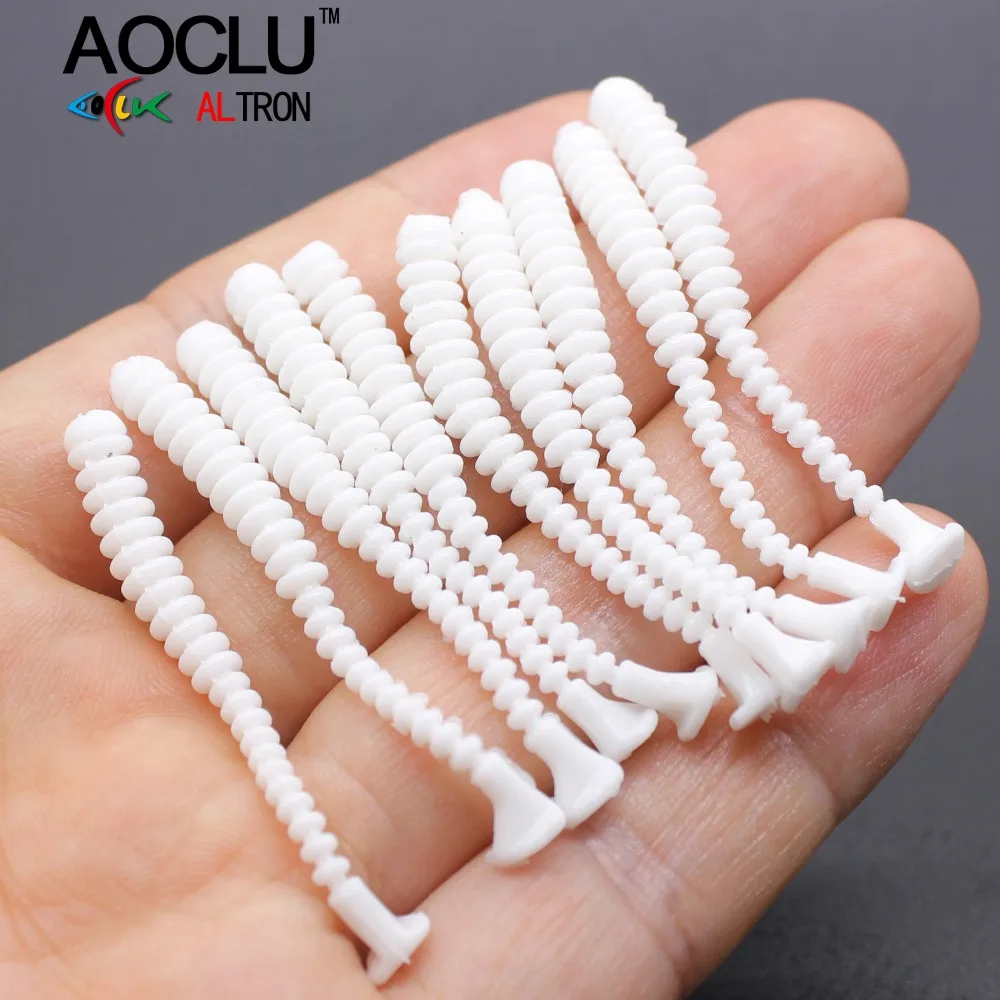 

AOCLU mini fishing worm lure 5cm 0.32g 10pcs/lot Artificial Soft Fishing Bait Swimbait Worm T paddle tail grub