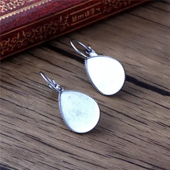 

(Never Fade)13X18mm 10pcs Stainless Steel Sawtooth Drop Earring Settings Base Settings Cabochon Cameo Hooks
