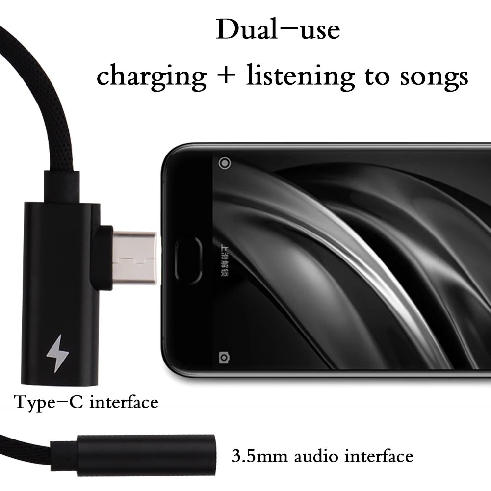 Type C to 3.5mm Aux Audio Cable Adapter for Xiaomi Samsung USB C to 3.5 mm Jack Earphone Audio Type C to 3.5mm Aux Audio Cable Adapter for Xiaomi Samsung USB C to 3.5 mm Jack Earphone Audio