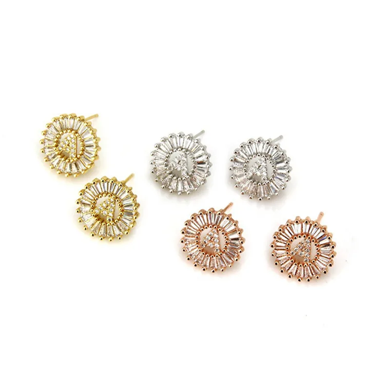 

BOAKO Fashion Brand Large Round CZ Crystal First Name Letter Earrings For Ladies Best Friendship Jewelry Christmas Gift X7-M2