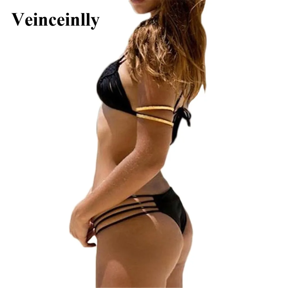 3 colors 2018 Bather Sexy braided straps bikini set Swimwear female two