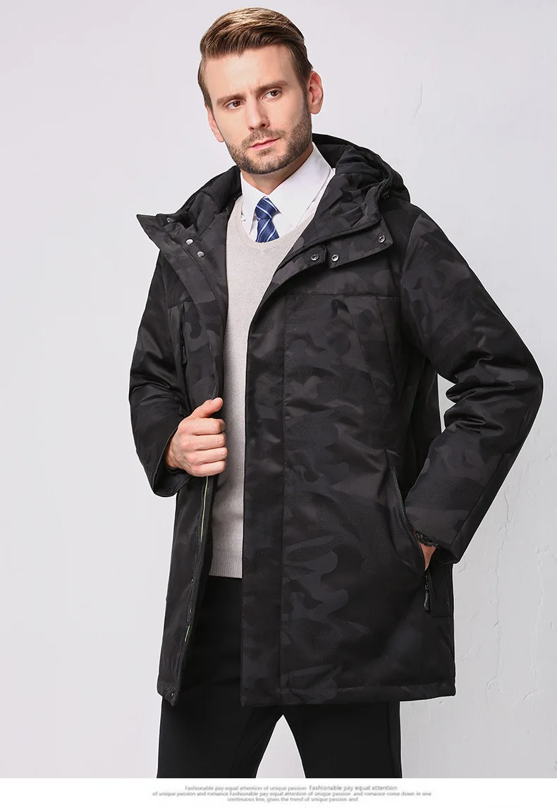 Fashion Winter Jackets Men's Warm Down Coat Parka Thickening Rabbit hair Liner Detachable Turtleneck Windproof Concise  (14)