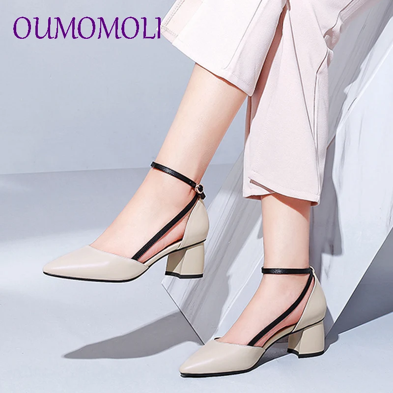 

Office Lady Elegant First layer cowhide High Heels Ankle Buckle Strap Beige caramel Womens spring Dress Shoes d754