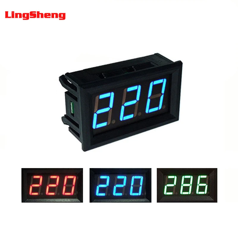 0.56 Inch LED Digital Voltmeter Voltage Meter Volt Instrument Tool AC 30-500V 2 Wires Red Green Blue Display 110V 220V DIY