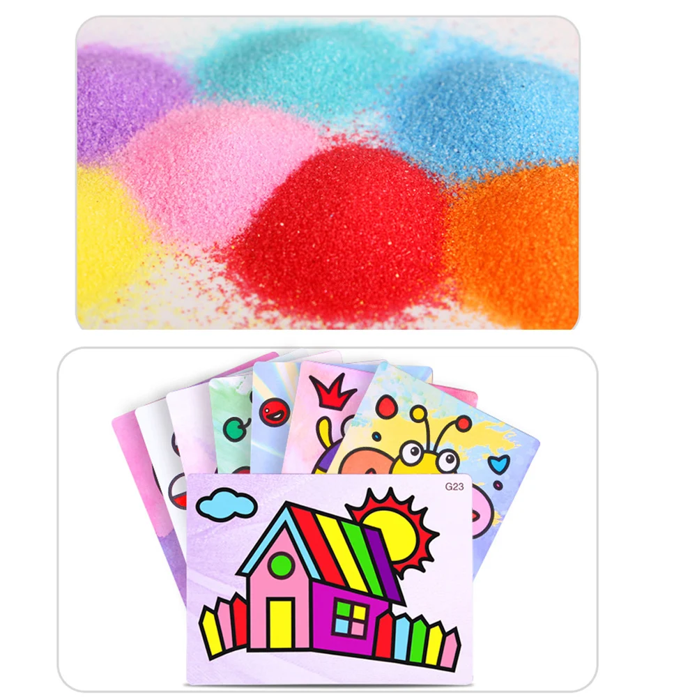 Kaufen 24 teile satz Kinder Handgemachte Handwerk Sand Malerei Spielzeug Kunst Malerei Sand Papier Zeichnung Spielzeug für Kinder Lernen Bildungs