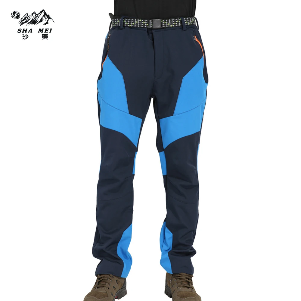 

2017 Men Windproof Warm Pant Winter Fleece Hiking Pants Trekking Camping Outdoor Sportswear Male Patchwork Softshell Trouser