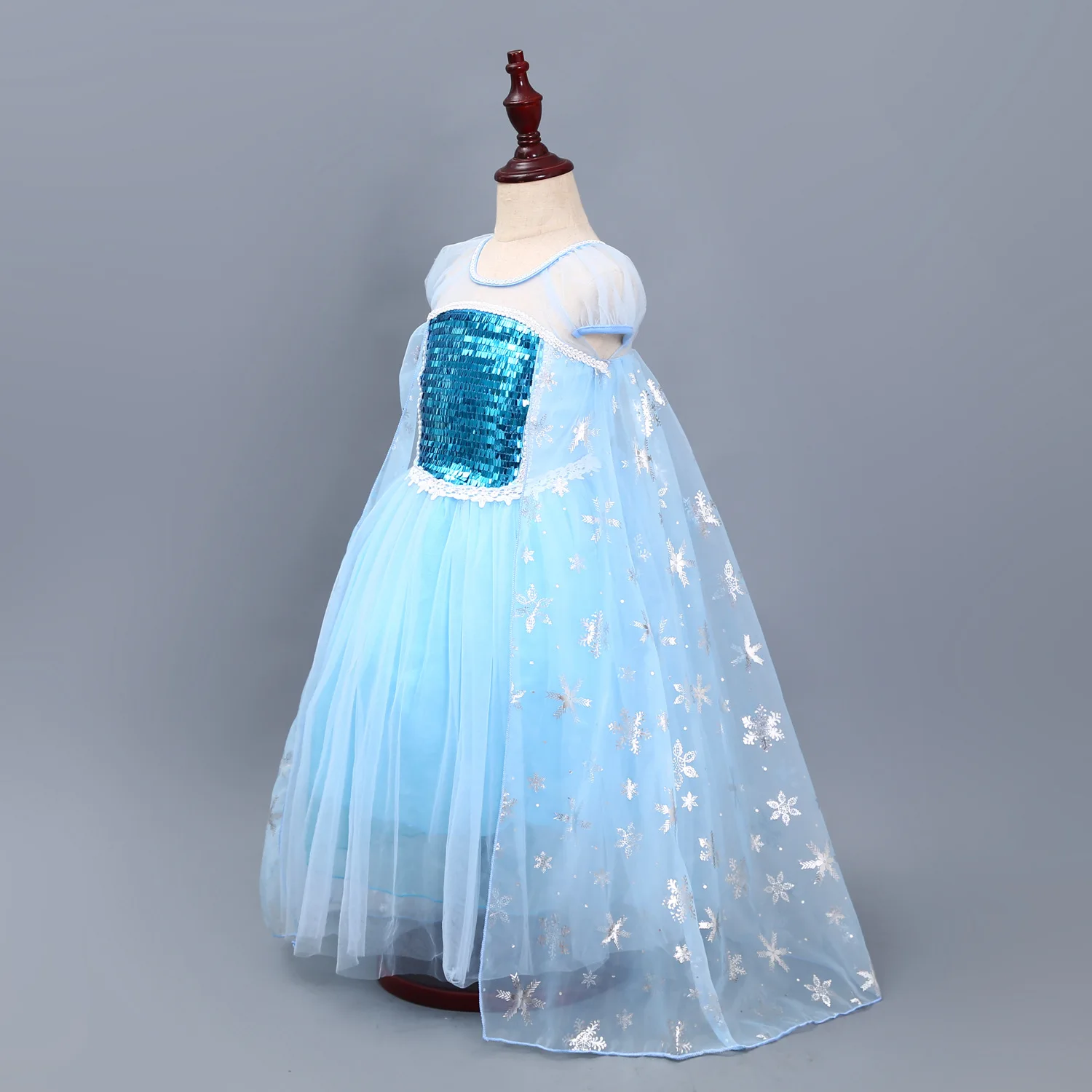 Новое платье принцессы Эльзы, романтичное летнее хлопковое платье с короткими рукавами для девочек