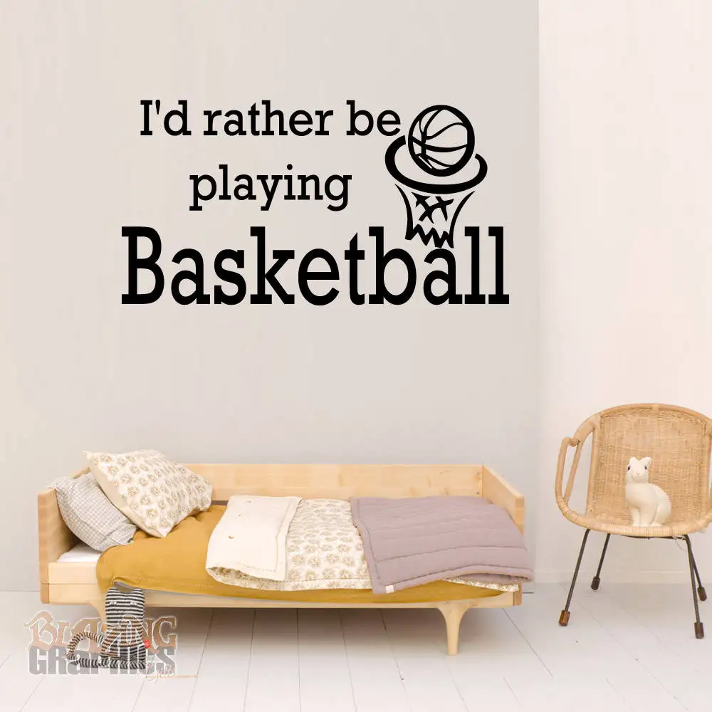 

YOYOYU Wall Sticker Vinyl Art Home Decor Rather Be Playing Basketball Sports Mural Decoration Removebale Bedroom Poster J035