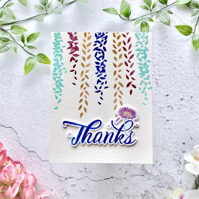 

DiyArts Word Thanks Metal Cutting Dies Flower Dies Cut Stencils for DIY Scrapbooking Decorative Crafts Embossing Paper Cards