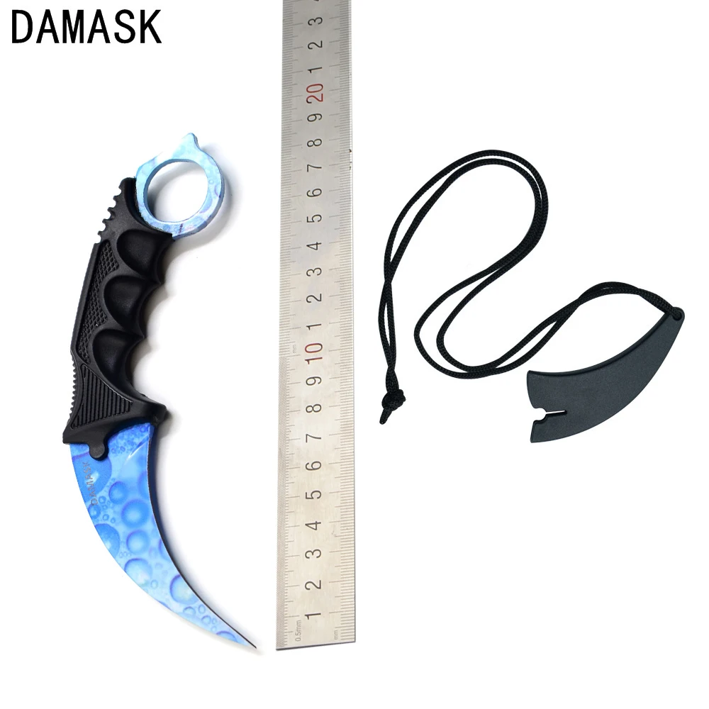 Дамаск CSGO охотничий нож с фиксированным клинком Karambit Тактический выживания шеи