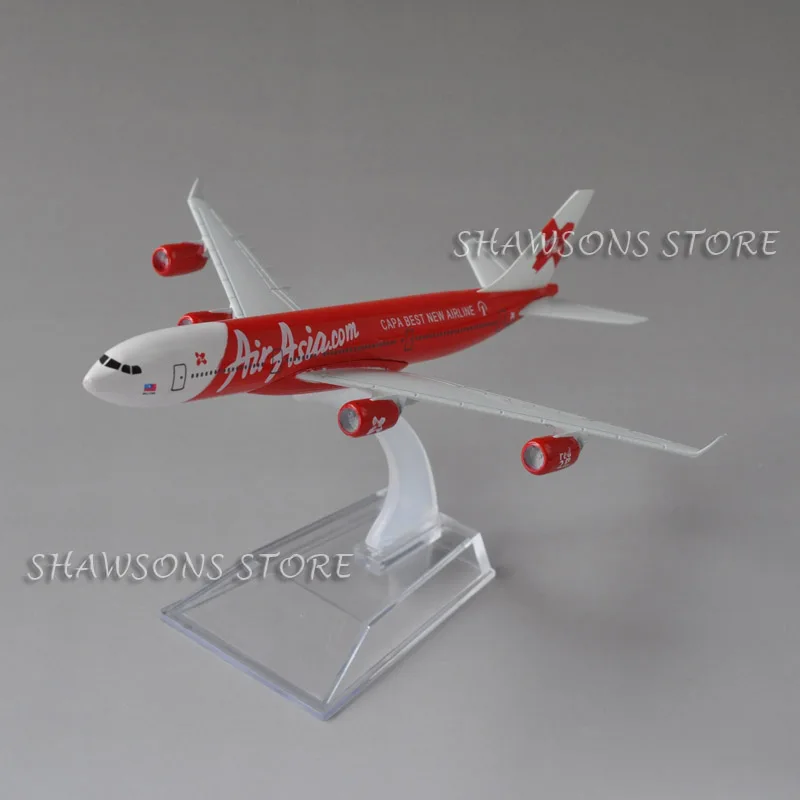 Литой под давлением металлический 1:400 модель самолета игрушки Airbus A340-300 Air Asia Airliner 15,5 см миниатюрная копия