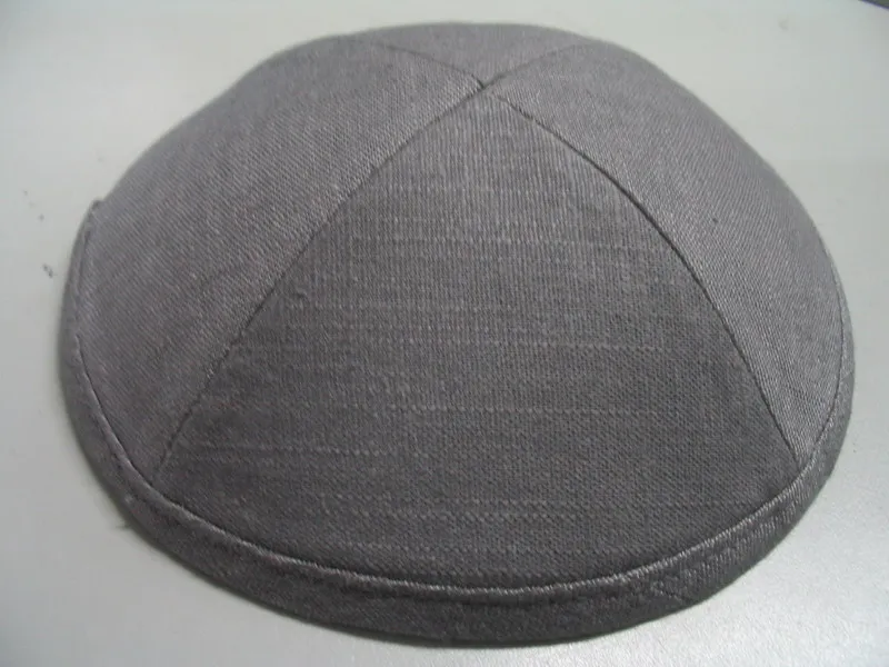 Льняная атласная сырая шелковая Роскошная еврейская кипа YARMULKE KIPPOT - Цвет: DARK GREY