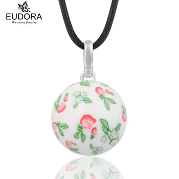

Angel Caller baby Colorful Flowers Printed Harmony Bola Pendant Pregnancy Ball Sounds Belly Bola Mexican Chime Ball Necklace