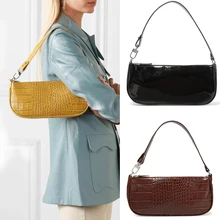 HOT SALE ! Crocodile Baguette Bag for Women Fashion Patent Leather Handbags Vintage Luxury Designer Tote Bags Brand Small Clutch elegant women s clutch bag with patent leather and crocodile print design