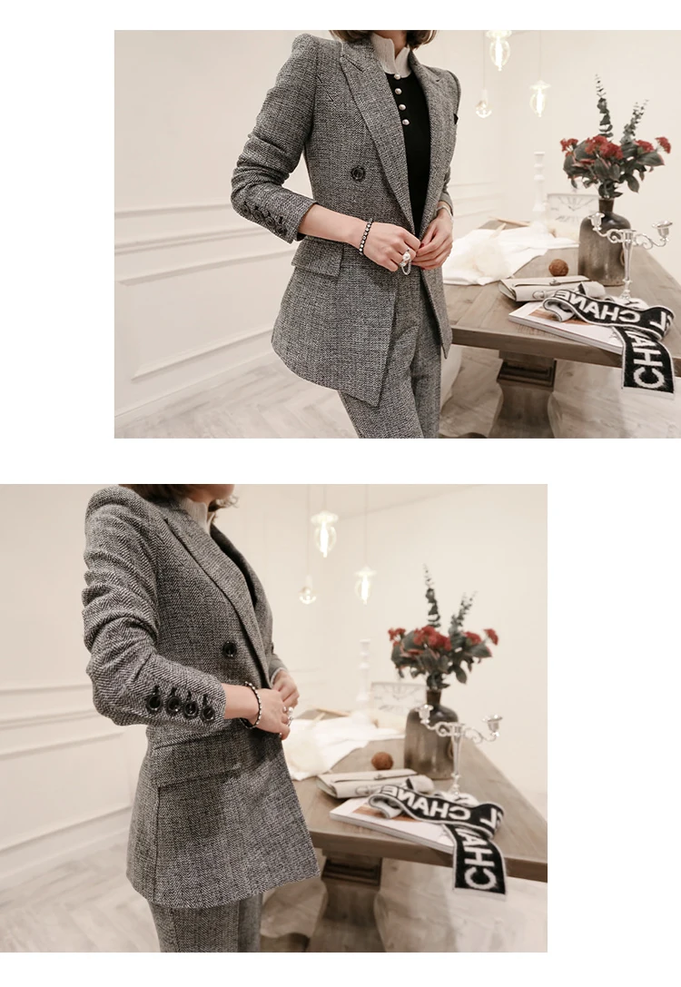 Goddess suit autumn and winter new temperament OL professional women's suit jacket Slim suit pants Two-piece set TB190627