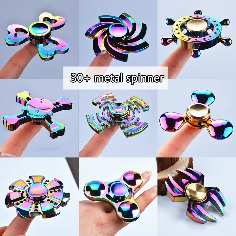 2017 Fidget Spinner Hot sell rainbow 9 horn Hand Spinner colorful metal Zinc alloy Gift font