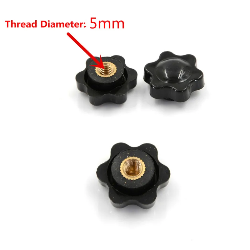 

5pcs/Set M6 Male Thread Star Shaped Head Clamping Nuts Knob For Industry Equipment Plastic Carbon Steel Galvanization