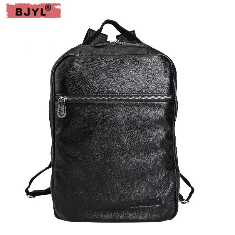 

BJYL Fashion Korean version of pure leather Unisex Backpacks shoulder bag computer bag men's women's package universal backpack