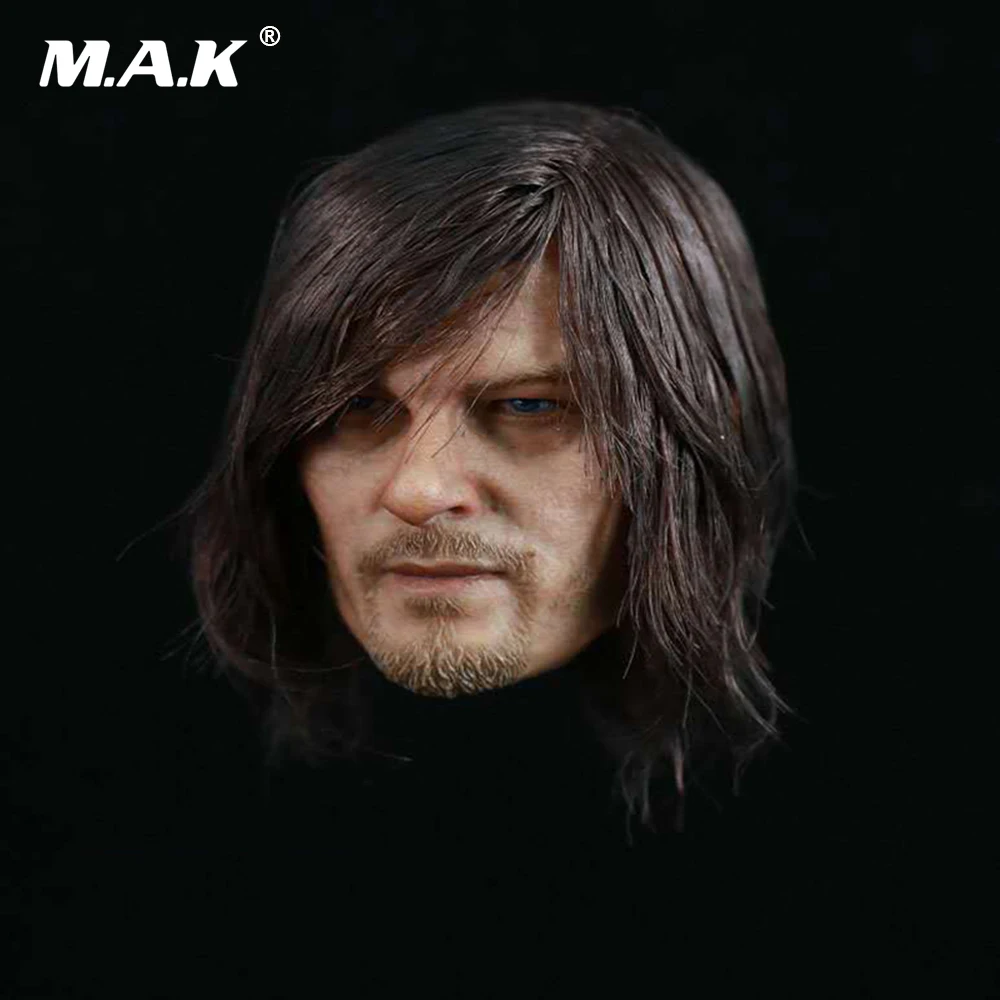 1/6 Scale The Walking Dead Daryl Dixon Head Sculpt Planted Hair Head Carving Model for 12 inches