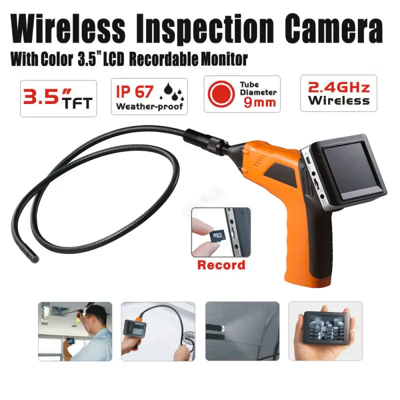 Free shipping Wireless Inspection Camera 3 5 Lcd Monitor Endoscope Snake Cam Video Recording