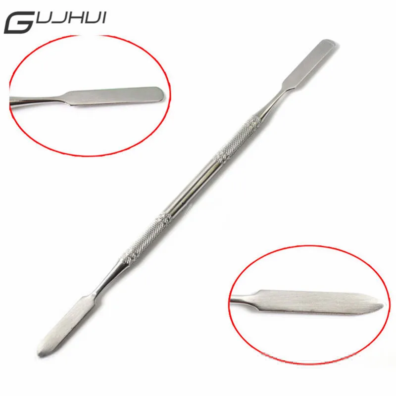 GUJHUI Spatula Stainless Steel Clear Acrylic Nail Art Makeup Polish Gel