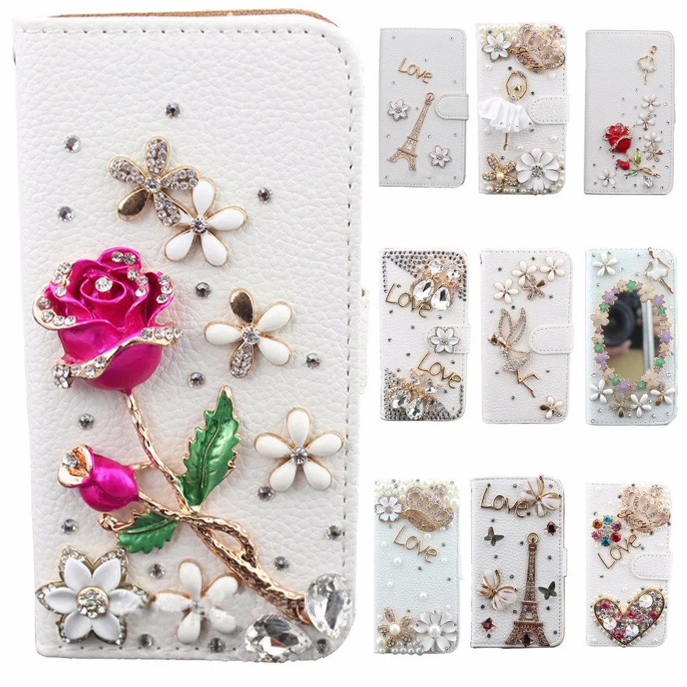 

Luxury Fashion Elegant Bling Diamond Rhinestone Angel Pattern Handmade Cute Leather Phone Cover For iPhone 6 Plus/6S Plus(5.5")