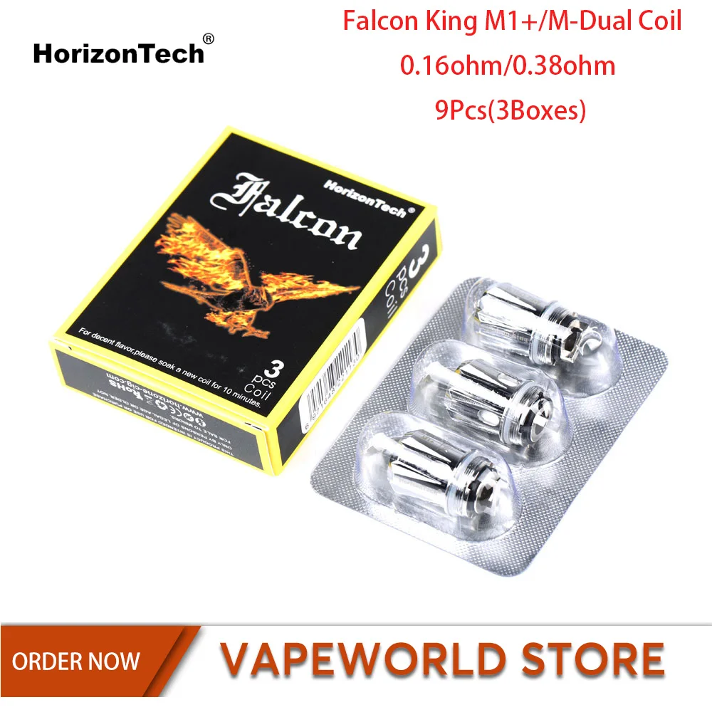 

9Pcs New Original HorizonTech Falcon King Coil M1+0.16ohm/M-Dual 0.38ohm Core Head E Cigarette Accessories For Falcon King Tank