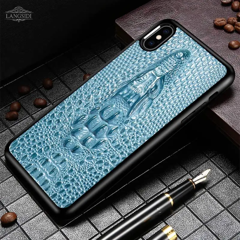 LANGSIDI 3D чехлы из натуральной кожи для iphone xr чехол 3d Змеиный кожаный чехол s для iphone x деловой чехол для телефона для iphone XSmax