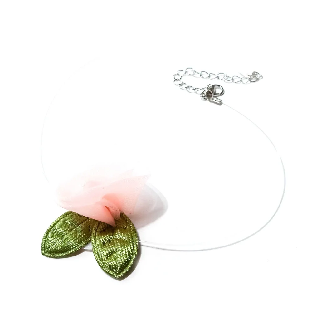 2018 модное женское розовое невидимое ожерелье из шифона с цветком колье Harajuku