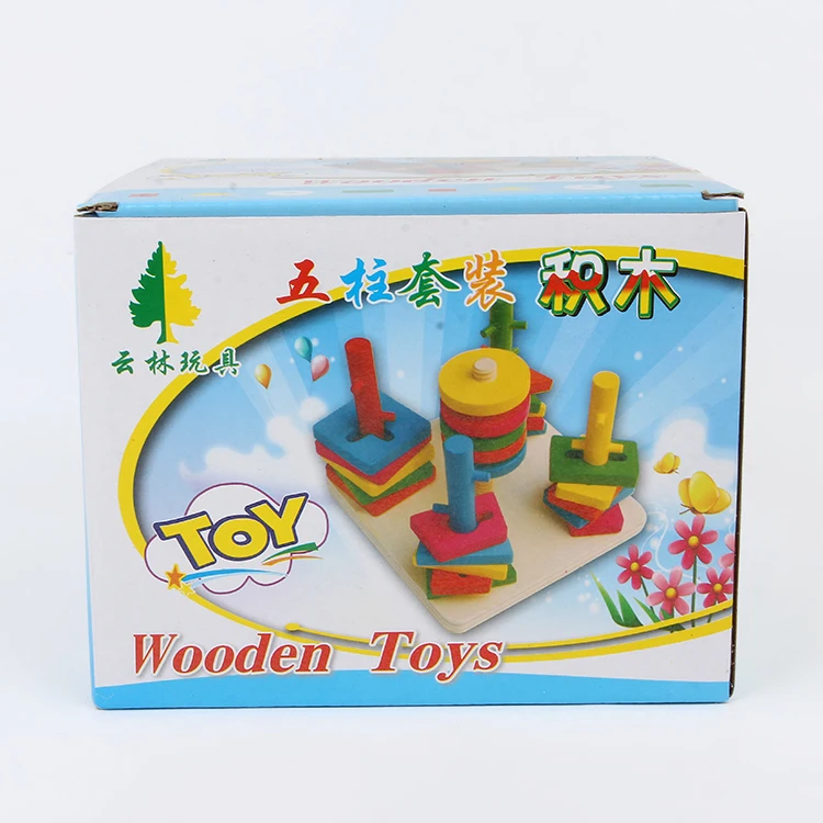Candice Guo Wooden Toy Colorful Wood Block Game 5 Pillar Color Shape Match Game Baby Catch Learning Birthday Christmas Gift 1set Wooden Block Games Block Gamecolored Wood Blocks Aliexpress