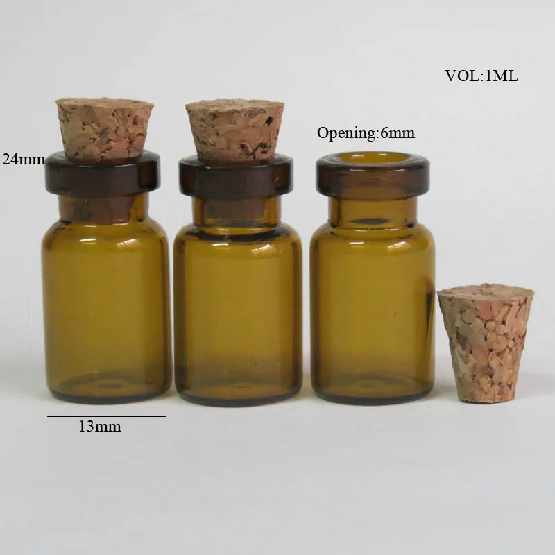 1000x1 мл янтарная Мини Стеклянная бутылка коричневый стеклянный флакон Желая бутылка Пробка стеклянный флакон простой Янтарный контейнер для хранения образцов