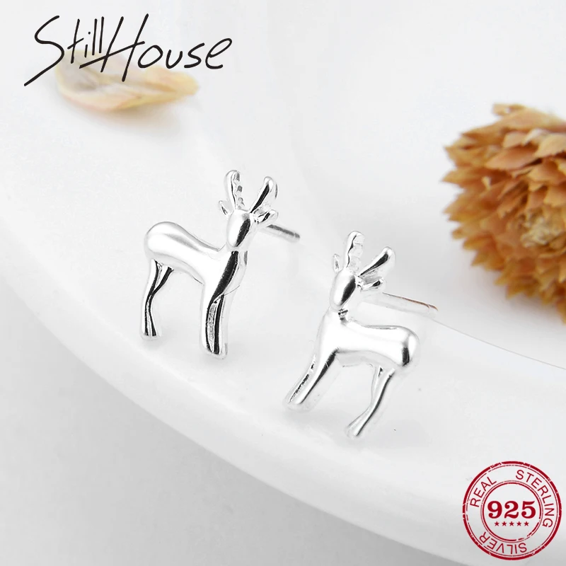 

Christmas Elk shape gifts 925 Sterling Silver Giraffe Stud Earrings For women With Fashion Party Jewelry Good Luck 2018