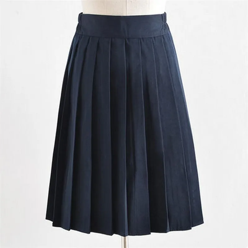 

Tree&Sea Women Mid calf skirt Girl High School Long Pleated Skirt Students School chorus Uniform Solid Color Skirts