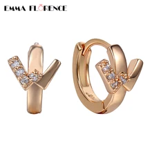 2018 Quality AAA Cubic Zircon Prong Hoop Earrings Luxury Letter w Romantic Gold Color Earrings for women Jewelry Gift wholesale