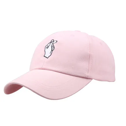 Love Gestures Finger Embroider Baseball Cap Stress Style Creative Korean Little Heart Novelty Cute Women snapback Hats - Цвет: pink