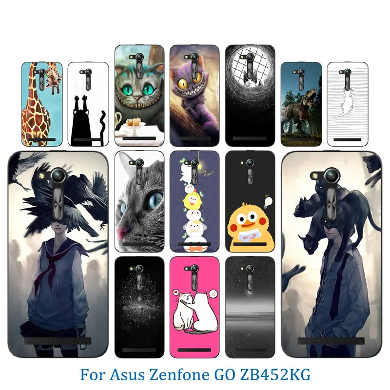 Luxury Matte For Asus ZB450KL Phone Case Pusscat Pattern Zenfone GO 2nd Gen ZB452KG ASUS_X014D 4.5 inch Gel Back Cover |