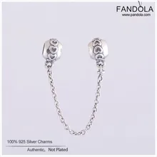 925 стерлингового серебра Шарм Любовь соединение безопасная цепь металлические бусины для женщин подходит шарм браслеты сделай сам