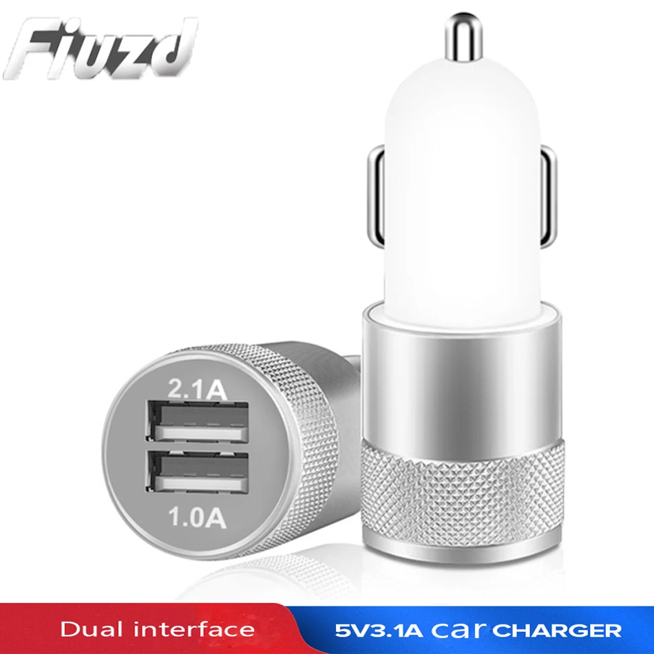 Dual USB Car Charger Adapter 3.1A Auto Vehicle Metal Charger For Smart PhoneTablet Samsung s9 s8