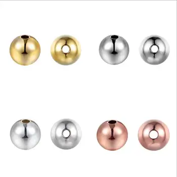 

50pcs/lot 4/5/6/8mm Rose Gold Brass Spacer Beads Positioning bead Loose Beads for Charms Bracelets DIY Jewelry Making