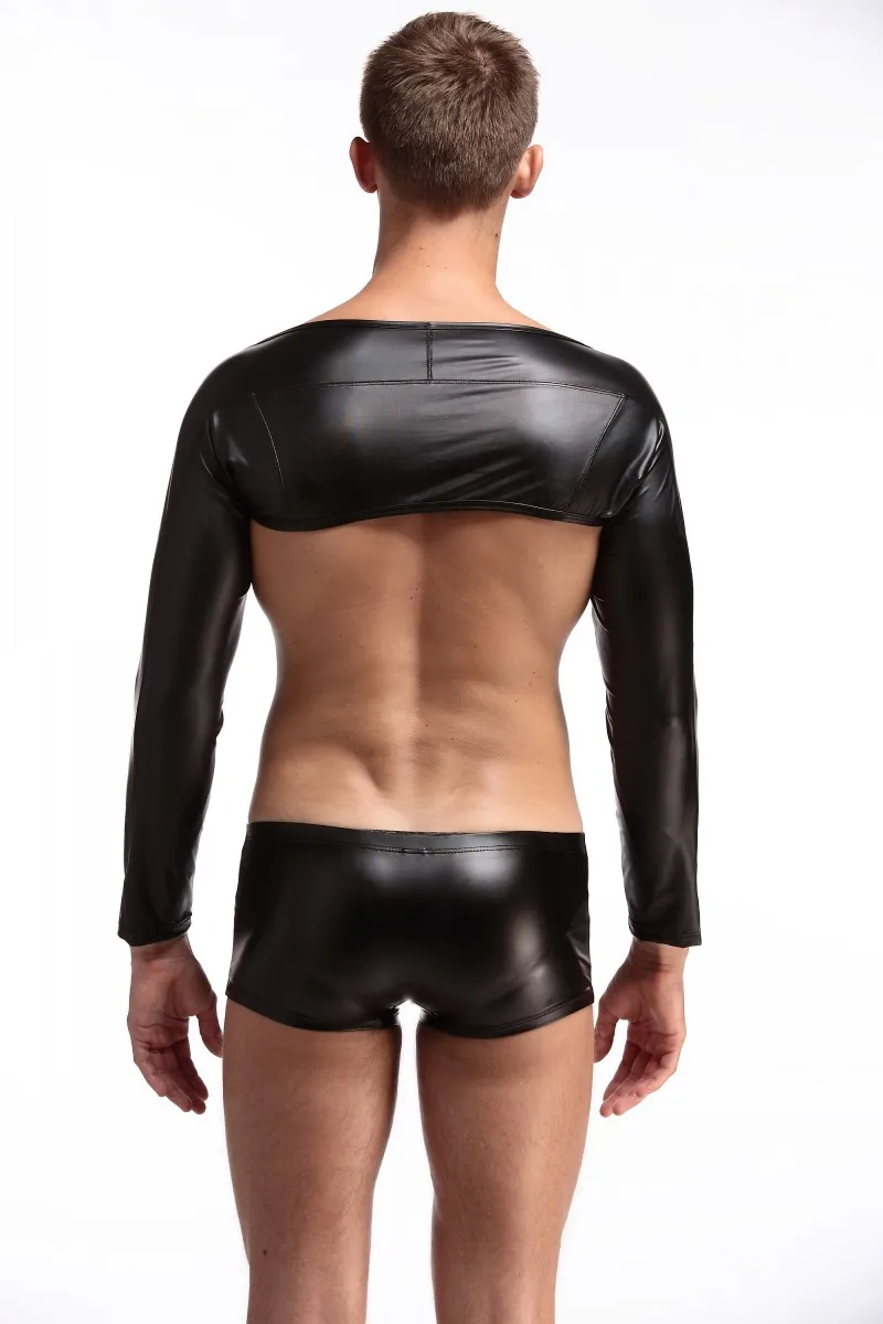 1 комплект мужские боксеры из искусственной кожи с длинным рукавом|body suit|bodysuit