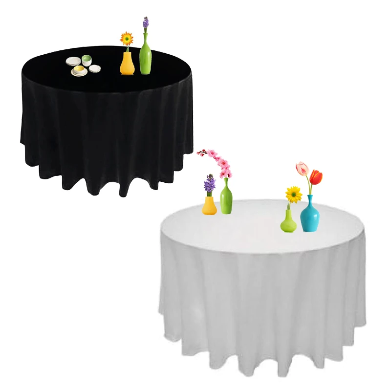 Round Oilproof Table Cloth Wedding Decoration Satin Waterproof