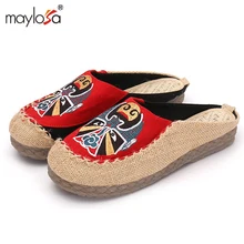 2017 New women Flat Shoes Ballerinas Dance Embroidery Shoes femme Vintage Embroidery Casual Canvas shoes ML01
